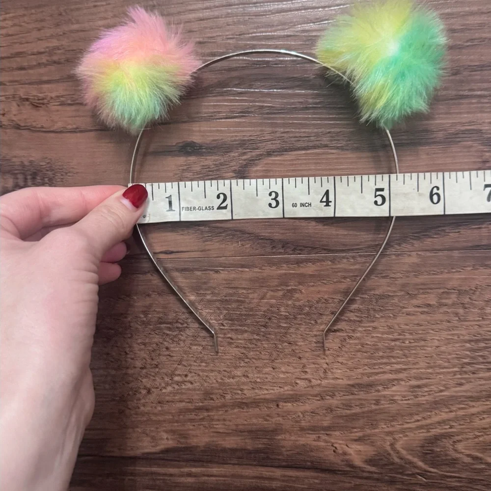 Rainbow Furry Pom-Pom Headband